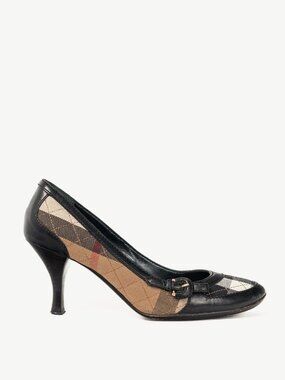 Burberry House Check & Leather Buckle Pumps